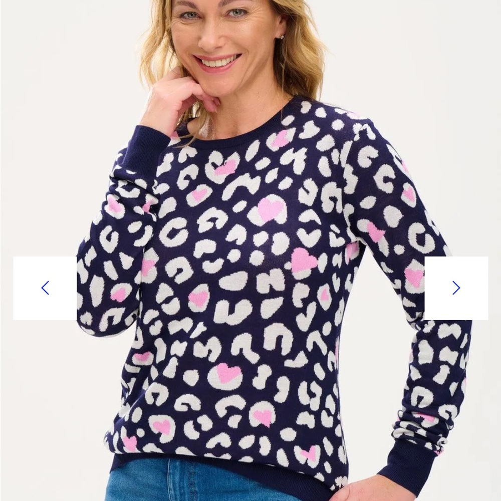 Callie SUGARHILL BRIGHTON Heart Leopard Sweater Womens Size 8